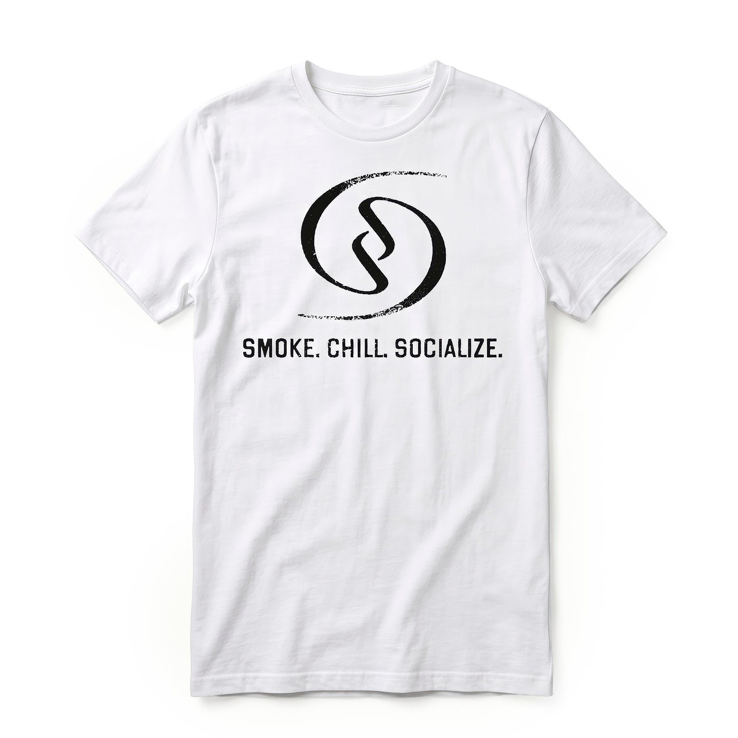 Smoke. Chill. Socialize. T-Shirt – Weiß